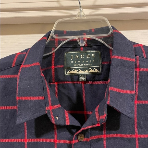 Jachs Men's Navy and Red Plaid Button Down Shirt like new - Picture 2 of 4